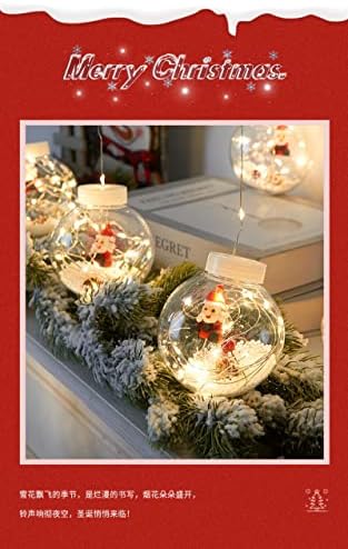 הוביל סנטה קלאוס איש שלג עץ חג המולד בברכת כדור נחושת חוט אורות וילון אורות חלון פסטיבל דקורטיבי עגול כיפת אור מחרוזת סט של 3 מטרים 10 כדורי למכירה פעמון