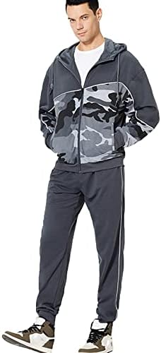 גברים אימונית Xiaxogool, חליפת מסלול אתלטי ברדס של גברים עם רוכסן מזדמן רוכסן מזדמן רוכסן זנב חליפות 2 מחשב תלבושת