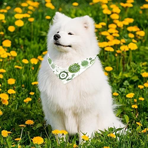 כלב בנדנה - 2 חבילות חיית מחמד אידיאלית, צעיף צוואר יומי של צוואר לחתולי כלבים קטנים עד גדולים, חתול מרובע צווארון צווארון ירוק פרחוני דפוס מודרני אמנות מודרנית