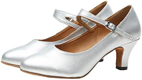 נעלי ריקוד של Tinrymx לנשים עקב נמוך עקב נמוך סלסה טנגו טנגו משאבה עם בוהן סגורה, דגם 245