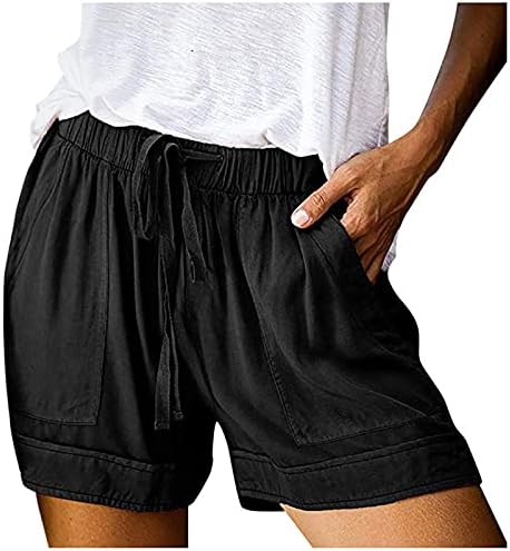 רוירויליקו נשים קיץ מכנסיים קצרים מזדמנים רגל רחבה כושר רופף מכנסיים קצרים נוחים שרוך מכנסי חוף זורמים אלסטיים עם כיסים