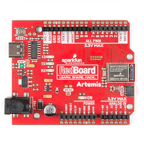 לוח הפיתוח של Sparkfun Redboard Artemis Machine Learning כולל BLE Megabyte One of Flash USB-C מחבר QWIIC i2c mems מיקרופון תואם ל- Arduino IDE Run Tenserflow Models R3 טביעת רגל