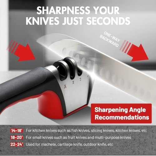 פשוט דלוקס 4-ב-1 מטבח סכין מחדד 4 שלב סכין מספריים מחדד כבד החובה יהלומי להב באמת עובד עבור קרמיקה, פלדת סכינים ומספריים