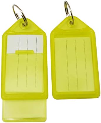 תגי זיהוי מזוודות עם טבעת מפתח 2.2 איקס 1.1 צבע צהוב שקוף מארז של 10