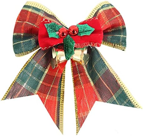 Mojun 16 חלקים קשתות חג מולד עם פעמונים, חג המולד מיני קשת קשת מתנה מתנה קישוט לקישוט לזרום עץ חג המולד זר עיצוב גרלנד