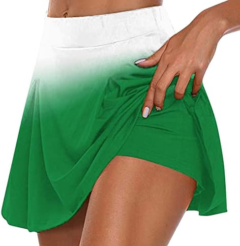 נשים של עניבה לצבוע הדפסת קפלים אתלטי חצאיות עם מכנסיים קצרים גבוהה מותן בטן בקרת מיני חצאיות עבור ריצה אימון