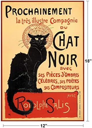 לה צ ' אט נואר את שחור חתול בציר פרסומת בציר איור אמנות דקו בציר צרפתית קיר ארט נובו 1920 צרפתית פרסום בציר פוסטר הדפסי מגניב קיר תפאורה אמנות הדפסת פוסטר 12 * 18