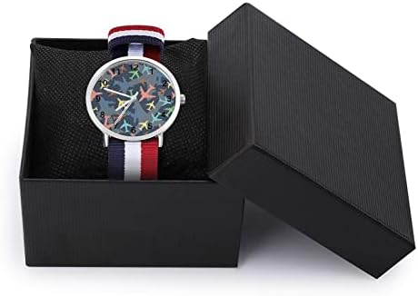 צבעוני מטוסים רך ארוג רצועת שעון סגסוגת שעון עם ניילון רצועת יום הולדת מתנות לגברים נשים