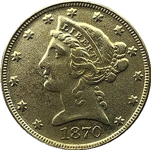 1870 אמריקה ליברטי מטבע מטבע נשר מצופה זהב מצופה זהב קריפטו