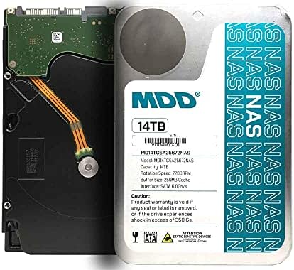 MDD 14TB 7200 סלד 256MB מטמון SATA 6.0GB/S 3.5 כונן קשיח NAS פנימי - 5 שנים אחריות