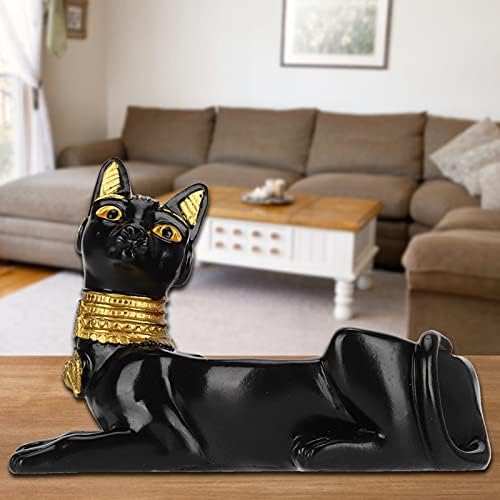 מפגש צורת חתול של Tiiyee, פסל צלמיות אספנות מצריות שרף שחור שרף אפר מגש קישוט מחזיק אפרות דקורטיביות מתנה וינטג