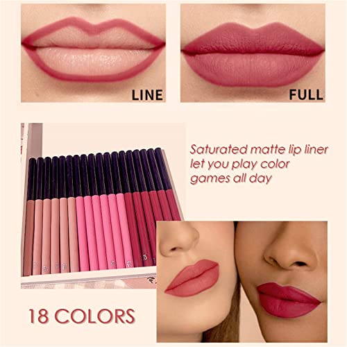 סימון צבעים איפור 18 צבע שפתון שפתיים אניה לאורך זמן ליפלינר עיפרון עט צבע סנסציוני עיצוב תוחם שפתיים איפור קקאו שקדים