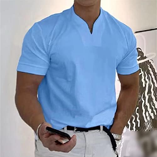 גברים של צוואר אימון כושר חולצות קצר שרוול אימון פיתוח גוף חולצות קל משקל שרירים בכושר רזה טי למעלה