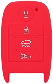 סגדן סיליקון כיסוי מגן על מחזיק מעיל עור תואם לכפתור KIA 4 חכם מפתח מרחוק FOB CV4150 אדום