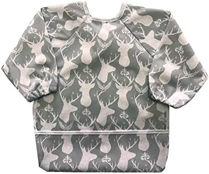 Mumbaby Baby Bib Sleeved Shirt עם כיס 1-3 שנים פעוטות, אטום למים וניתן לכביסה
