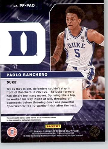2022-23 Panini Chronicles Draft בוחרים נוסחאות כוח 2 Paolo Banchero Duke Blue Devils RC TROKIE WASKEBAGE WARD