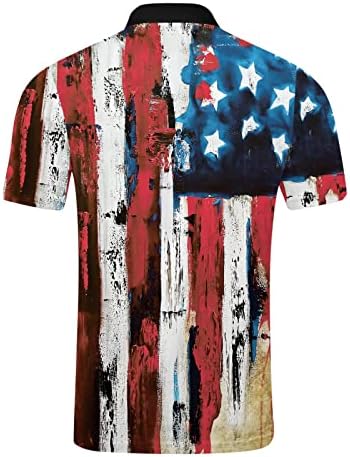 חולצות פולו פטריוטיות של XXBR לגברים, יום העצמאות דגל אמריקאי דגל חייל הדפסת שרוול קצר חולצות גולף מזדמן
