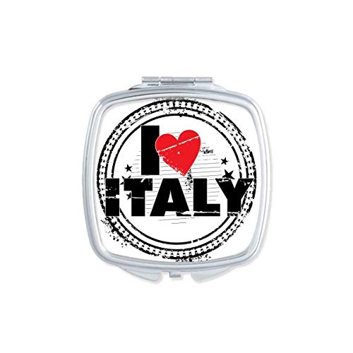 אני אוהב איטליה מילת אהבת לב מעגל חותמת מראה נייד קומפקטי כיס איפור כפול צדדי זכוכית