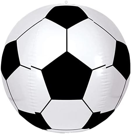 BEISTLE 28 קישוטי מסיבת כדור כדורגל מתנפחים ענקיים לחגיגת יום הולדת לספורט, שחור/לבן