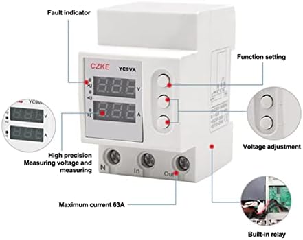 GEAD 50/60Hz 230 220V DIN Rail תצוגה כפולה מתכווננת מעל זרם מתח ומתחת ממסר מגן על מכשירי מגן מתח מתח