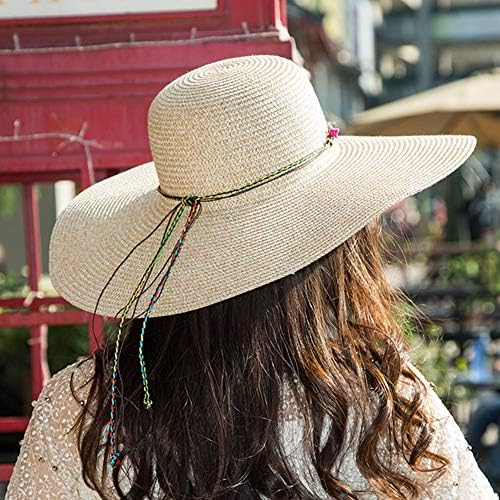 נשים של כובע קש גדול תקליטונים מתקפל להפשיל חוף כובע שמש כובע קיץ הגנה חוף כובע