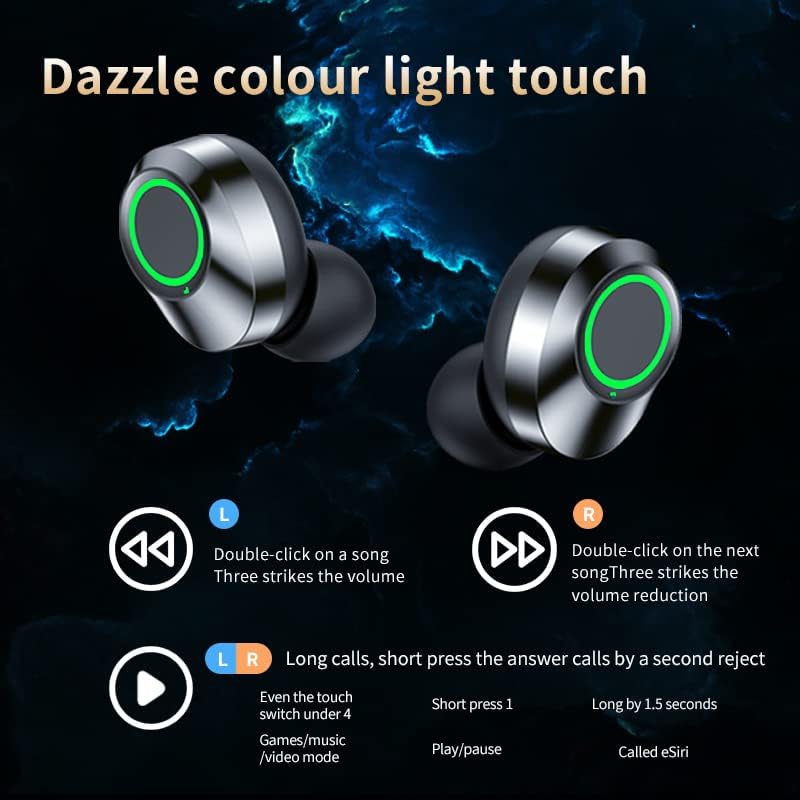Volt Plus Tech Wireless V5.3 LED Pro אוזניות אוזניות התואמות ל- Toshiba Excite Go IPX3 מים Bluetooth ומי זיעה/הפחתת רעש & Quad Mic
