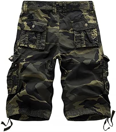 מכנסיים קצרים של CAMO לגברים Ozmmyan מכנסי מטען מרובי כיס מכנסיים רופפים מכנסי רגל ישרים רופפים מכנסיים קצרים הסוואה חיצוניים חיצוניים