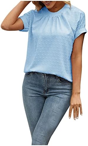 חולצת טריקו קיץ לנשים 2023 אופנה בתוספת גודל של שרוול מוצק עם צווארון עגול חולצה מזדמנים חולצה מס '1