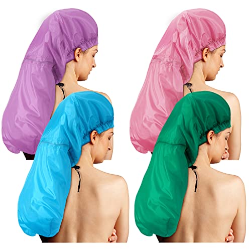 4 יחידות ג ' מבו צמות כובעי מקלחת לנשים ארוך שיער גדול במיוחד מקלחת כובעי ראסטות מתקפל עמיד למים שיער ונטות פלסטיק גדול אמבטיה כובעי ענקיות כובעי אמבטיה