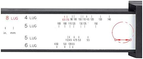 דפוס מד גלגל של גלגלים דפוס הזזה מדידת מדידת PCD שפת גלגל עם 4 5 6 8 סרגל כלי נגיף