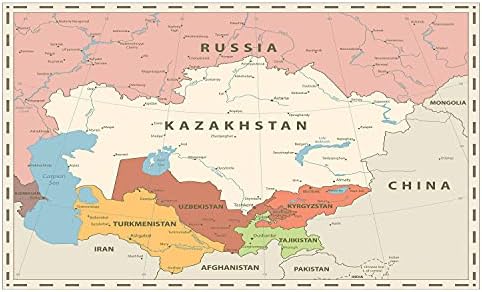 מחזיק מברשת שיניים קרמיקה מפה, רטרו מרכז אסיה רוסיה רוסיה פוליטית קזחסטן אוזבקיסטן טורקמניסטן טג'יקיסטן, דקורטיבי רב -תכליתי לחדר אמבטיה, 4.5 x 2.7, רב צבעוני