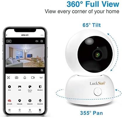 LUCKSUN 2K 1296P אבטחה מקורה WIFI מצלמת WiFi אלחוטית כפתור אחד דו כיווני שיחה PTZ מעקב חכם מצלמה לתינוק PET 360 תצוגה עם זיהוי אנושי וצליל, ראיית לילה, משבצת כרטיס SD.