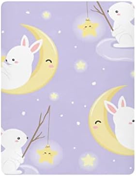 ארנב ירח חמוד מככב יריעות עריסה לבנים בנות חבילות n גיליון משחק רך גיליונות עריסה מיני נושמים 39 x 27