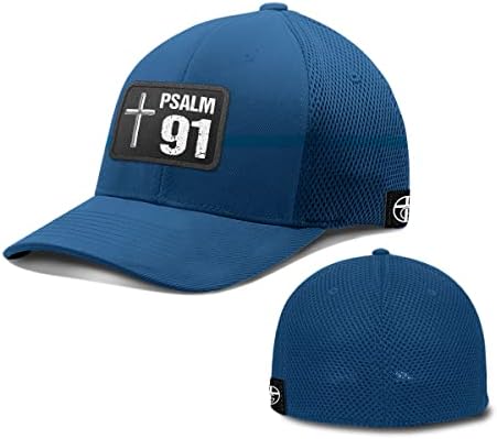 אלוהים האמיתי שלנו תהילים 91 טלאי חוצה פלקספיט כובע כובע התנך הנוצרי ציטוט בייסבול