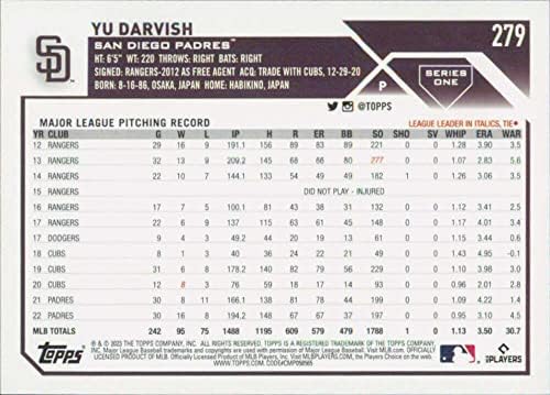 2023 Topps 279 Yu Darvish NM-MT San Diego Padres כרטיס מסחר בייסבול MLB