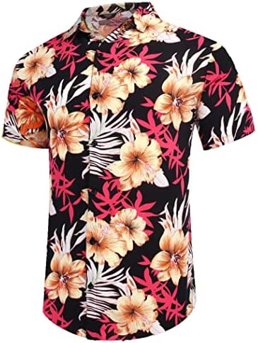 קופנדי גברים של הוואי התאמת סט קיץ חוף 2 חתיכה תלבושות פרח חולצות ומכנסיים קצרים