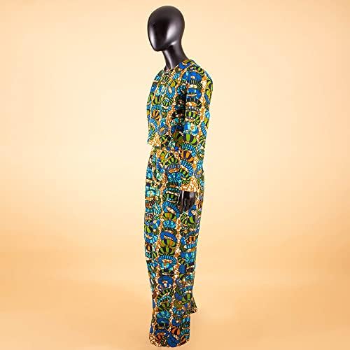 בגדים אפריקאים לנשים חולצת שרוול ארוך ומכנסי הדפס 2 תלבושות סט מגוון פלוס אימונית מזדמנת בגודל דשיקי לבוש
