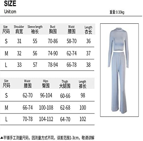 SDFGH שרוול ארוך המותניים ספורט בית תחתון מכנסי רגל רחבים חליפה סט מזדמן 2 חלקים