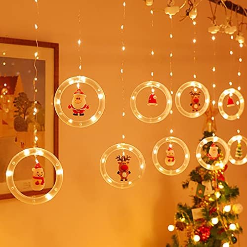 3 מ 'אורות מחרוזת חג המולד, אורות פיות לקישוט חדר שינה 2 מצבים אורות גרלנד לארלנד, איש שלג סנטה כל וילון אור למסיבת חתונה לשנה החדשה, מופעל על ידי יו אס בי-חג המולד 3 מ' על 0.5 מ