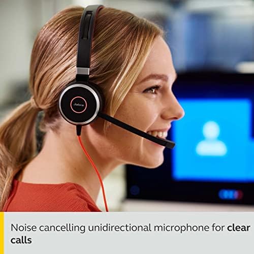 Jabra Evolve 40 ms אוזניות סטריאו-Microsoft Teams Oppiated אוזניות עבור VoIP Softphone עם ביטול רעש פסיבי-כבל USB-C עם בקר-שחור