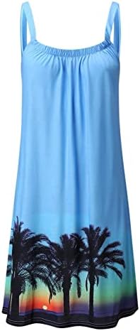 שמלת קיץ בוהו שמלת קיץ בהדפסה סקסית ללא שרוולים הוואי מזדמנים רופפים מיני נוחים