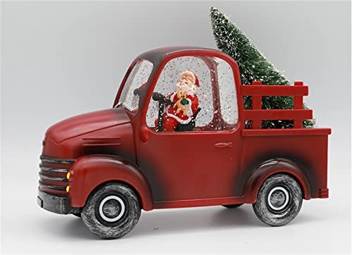 משאית חוות Mjkssh מרכזית לחג המולד, משאית חג המולד עיצוב חווה בית חווה וינטג 'טנדר אדום עם עצי חג המולד לבית מטבח בית קישודים לחג המולד, SANTARED SANTA TR