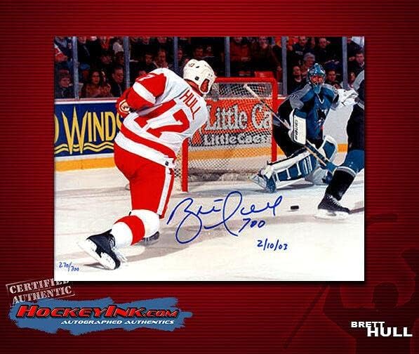 ברט הול 700 חתום וכתוב דטרויט כנפיים אדומות 8 x 10 צילום -70058 - תמונות NHL עם חתימה