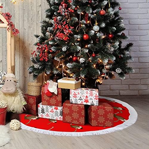 חצאית עץ חג המולד הדפס יען עם ציצית למסיבת חג מולד שמח תחת עץ חג המולד